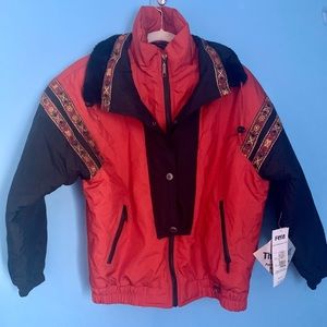 Vintage FERA Skiwear Ski Jacket Orange Black NWT Size 10 Thermoloft